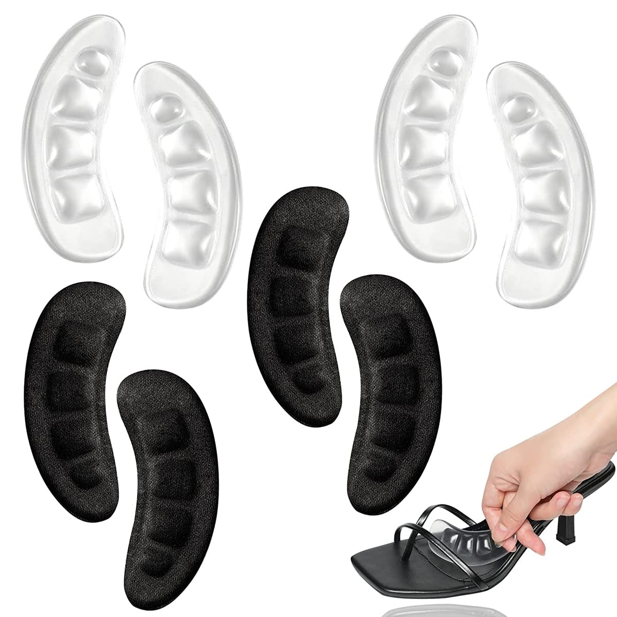 PALAY Heel Grips Liner Cushions Inserts for Loose Shoes Heel Pads, Heel Pads Insert Prevent Too Big, Heel Slipping, Blisters, Filler for Loose Shoe Fit (2*Clear+2*Black) PALAY Heel Grips Liner Cushions Inserts for Loose Shoes Heel Pads, Heel Pads Insert Prevent Too Big, Heel Slipping, Blisters, Filler for Loose Shoe Fit (2*Clear+2*Black)